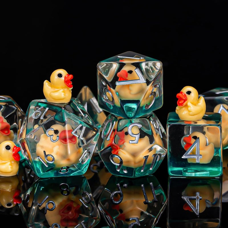 weyano Resin D&D Dice Set, 7pcs Polyhedral Dice (D4, D6, D8, D10, D12, D20, D%) for Dungeons and Dragons, RPG, MTG (Yellow Duck) for Ages 15 and Up - Image 5